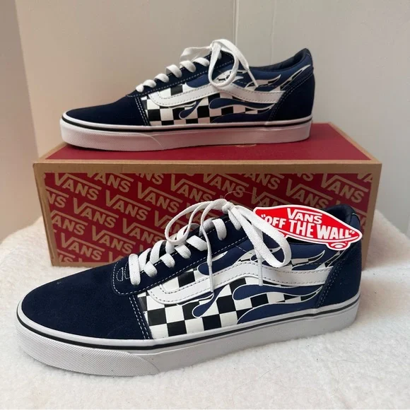 Vans Blue and White Checkered Sneakers - Picture 1 of 11